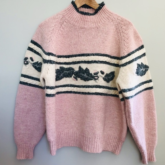 ESPRIT SPORT | Vintage 80’s Sporty Pink & Grey Wool Blend Knit Sweater Size L - Picture 4 of 13